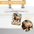 thumbnail image 3 of Horse Square PU Leather Luggage Tags - 2 Pack with Privacy Cover and Stainless Steel Ring - Suitable for Travel, Backpack, Handbag - Suitcase Tags, Travel Tag, 3 of 7