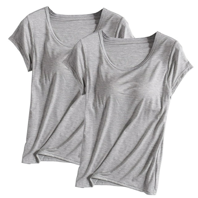 Pijama de manga corta para mujer, 2 piezas, color liso, cuello redondo, manga corta, con copa acolchada, ropa de casa, pijama de manga corta, pijama para mujer