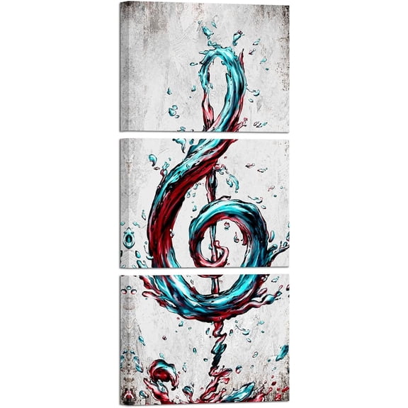 Hieng 3 Piece Abstract Canvas Wall Art Modern Music Note Painting Poster Print Modern Turquoise and Orange Picture Artwork for Kitchen Bedroom Bathroom Decor Unframed