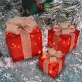 thumbnail image 5 of PONPRNGY 3Pcs Festive Christmas Lighted Gift Boxes, Collapsible Indoor Holiday Decorations with Pre-Lit Warm LED Lights, Sturdy Frame & Glittering Fabric, for Fireplace & Christmas Tree, 5 of 6