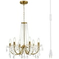 thumbnail image 3 of Plug in Crystal Chandelier for Living Room,Golden Hanging Pendant Light with Clear 14.76 ft Cord and On/Off, 6 Light Crystal Chandelier for Wedding, Kitchen, Dining,Foyer, 3 of 11