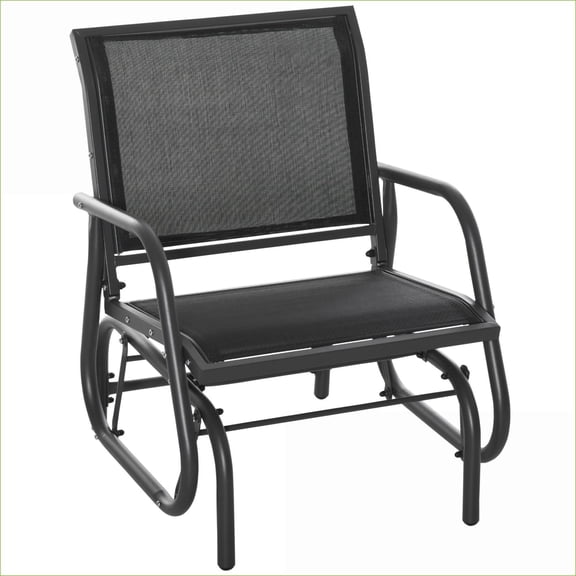 Outdoor Glider Chair | Smooth Gliding Metal Frame for Porch Garden Poolside Backyard Balcony | Black | Fabric Metal
