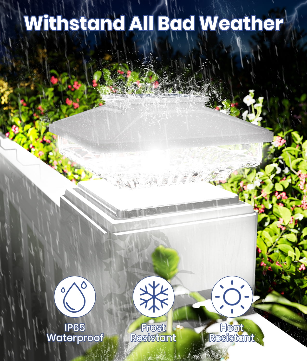 BITPOTT 6 Pack Solar Landscape Post Lights Modern LED Cool White Waterproof IP65 3-in-1 for 4x4 5x5 6x6 Posts
