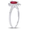 thumbnail image 4 of Diamond Princess 10kt White Gold Womens Pear Lab-Created Ruby Solitaire Diamond Frame Ring 1-1/5 Cttw, 4 of 4