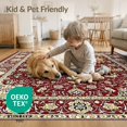 thumbnail image 4 of ODIKA 8'x10' Washable Area Rug Deep Red Vintage Hallways Burgundy Ornate Medallion with Floral Sprays Design for King Size Bedroom Under Bed, Master Suite, Non-Shedding, Easy Care, 4 of 7