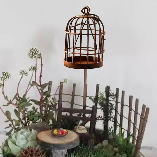 Jaula para pájaros en miniatura 1:12 Hugo accesorios de escena DIY para jardín balcón decoración de dormitorio