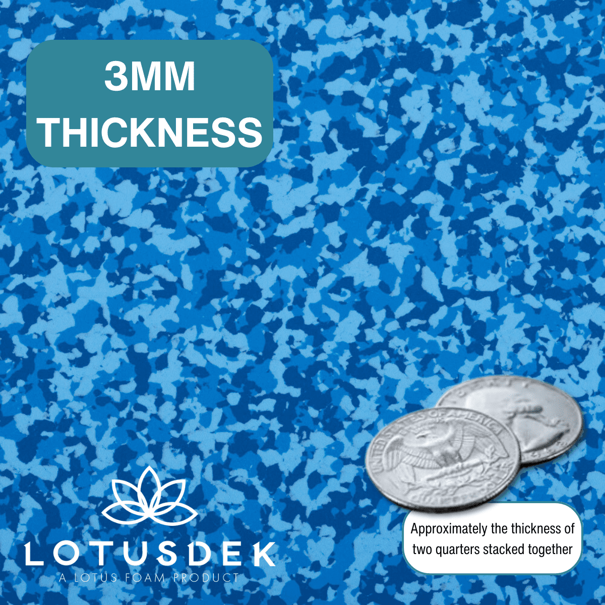 LotusDek 10 Pack of 12 Inch Squares GD150 3mm  - 12"x12" High Density Foam 130 kg/m3 for Cosplay, Costumes, Crafts - Blue Color Mix