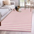 thumbnail image 2 of Pink Striped Large Area Rugs for Bedroom Living Room, Soft Non Slip Carpet Bedside Rug, Modern Simple Farmhouse Beige Vintage Rectangular Floor Cover Kitchen Accent Rug 4'x6' for Dining Room/Office, 2 of 9