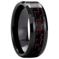 thumbnail image 1 of Bague de Mariage Incrustée de Fibre de Carbone Noir Tungstène Rouge - 8MM(9), 1 of 4