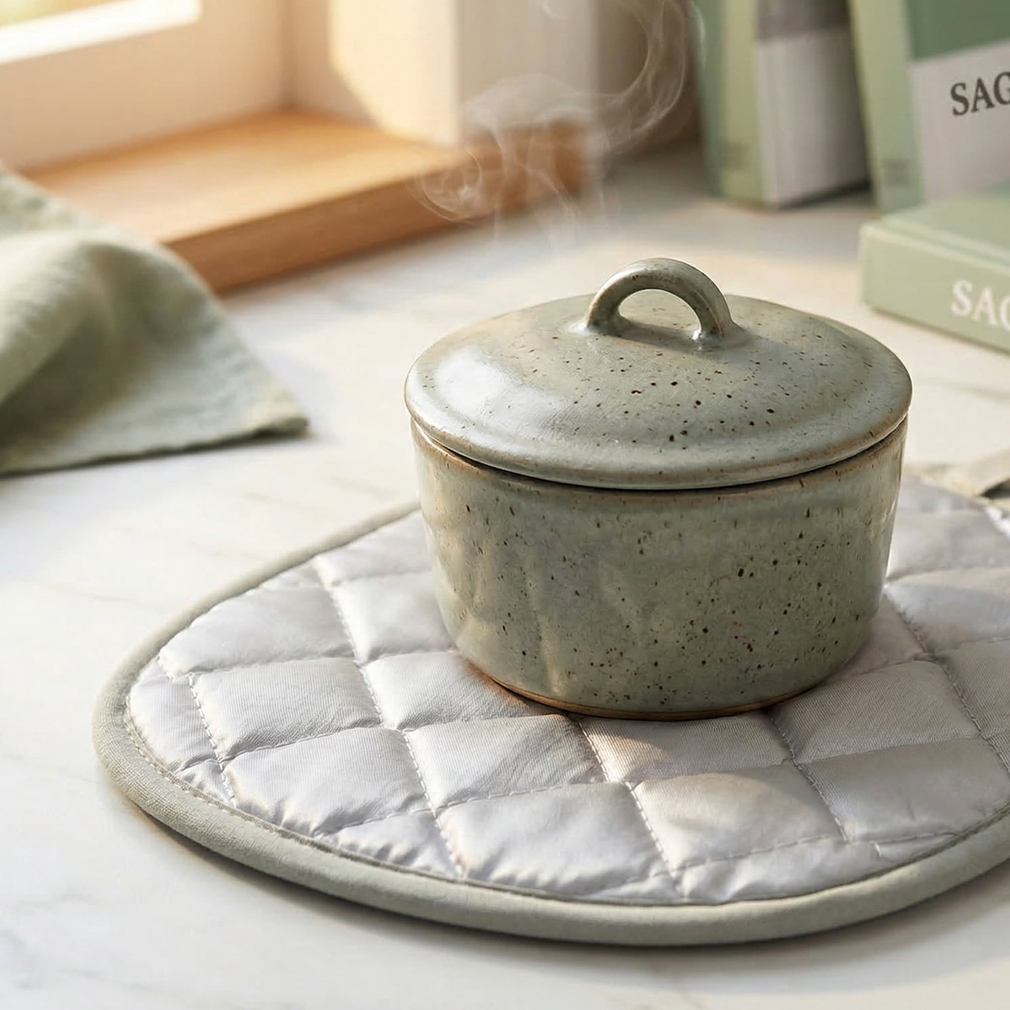 Unique Bargains 2Pcs Cotton Linen Pot Heat Resistant Trivets Hot Pads Gray 4Pcs