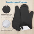 thumbnail image 4 of OVINESY Extra Long Silicone Oven Mitts Pot Holders Sets, Heat Resistant Oven Mittens with Mini Oven Gloves and Hot Pads Pot Holders for Kitchen Baking and Cooking, 6 Pcs, Black, 4 of 7