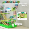 thumbnail image 4 of PawHut 5 Tiers Hamster Cage Small Animal Habitat with Exercise Wheels, Tube, Water Bottles, and Ladder, for Dwarf Hamster, Gerbil, Green, 4 of 9