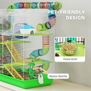 PawHut 5 Tiers Hamster Cage Small Animal Habitat with Exercise Wheels, Tube, Water Bottles, and Ladder, for Dwarf Hamster, Gerbil, Green