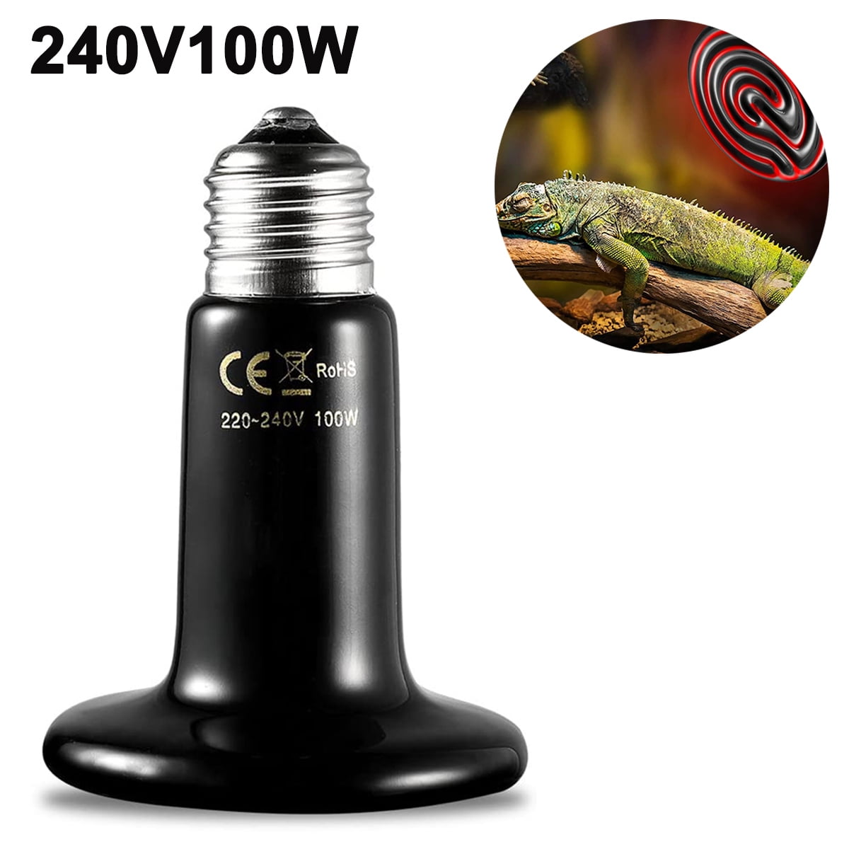 220V E27 Ceramic UV LED Heat Lamp Light Holder Chicken Brooder Reptile Basking 