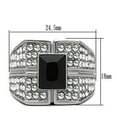 thumbnail image 2 of Luxe Jewelry Designs Stainless Steel Men's Ring with Jet Black Synthetic Glass Stone - Size 12, 2 of 4