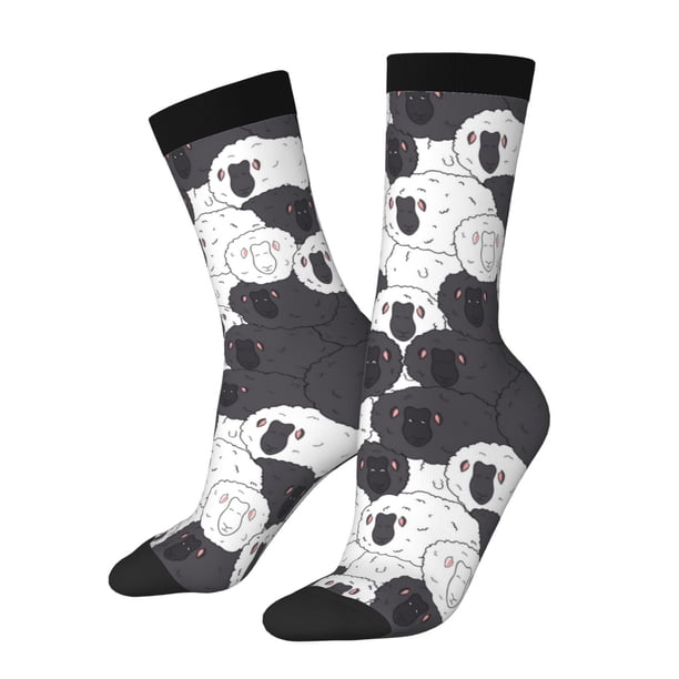 Balery Black And White Sheeps Calcetas Largas con Estampado para Hombre y Mujer – Suaves y Transpirables, Talla Única (US 5-11)