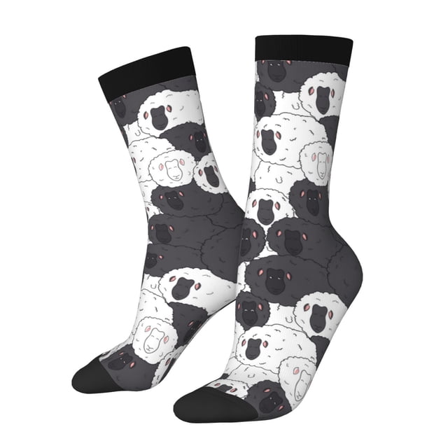 Balery Black And White Sheeps Calcetas Largas con Estampado para Hombre y Mujer – Suaves y Transpirables, Talla Única (US 5-11)