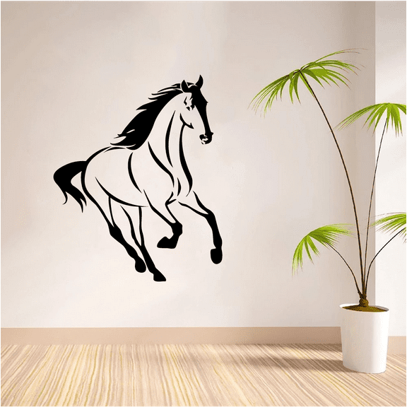 Cowgirl Silhouette Horse Mare Stallion Silhouette Sign Vinyl Wall Art Sticker Wall Decal Home Kids Room Farm House Room Girls Boys Room Wall Décoration Design Wall Décor Decal Size (40x24 inch)
