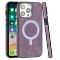 thumbnail image 3 of For Samsung Galaxy S23 5G PU Vegan Leather Chrome Edged Hybrid Hard PC TPU Rubber Compatible with MagSafe Cover ,Xpm Phone Case [ Purple ], 3 of 4