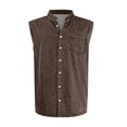 thumbnail image 6 of Men's Vintage Denim Vest With Stand Collar And Button Front, Sleeveless Casual Jean Shirt Featuring Chest Pocket Brown M, 6 of 6