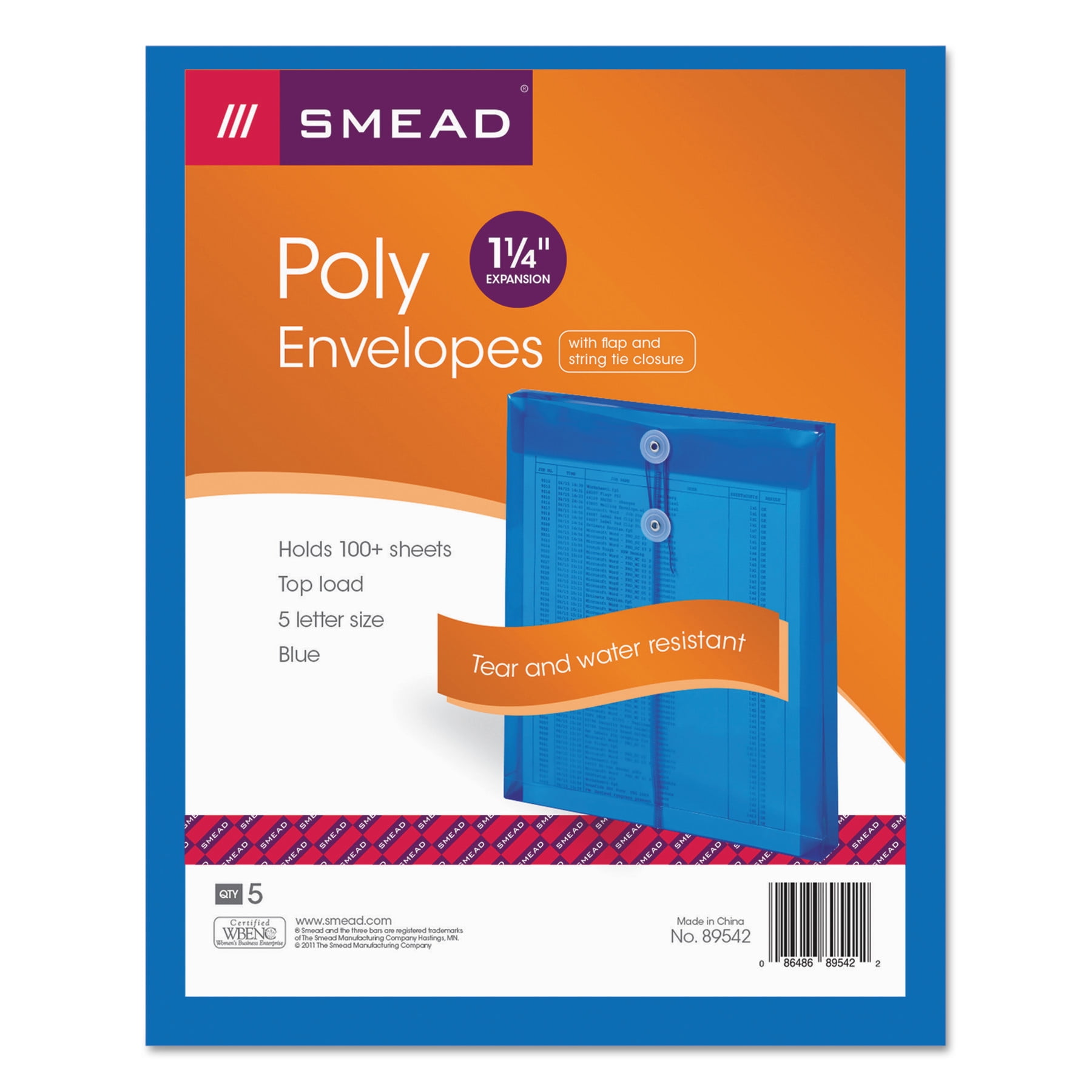 String-Tie Closure 1-1//4 inch Expansion Envelope 5 per Pack