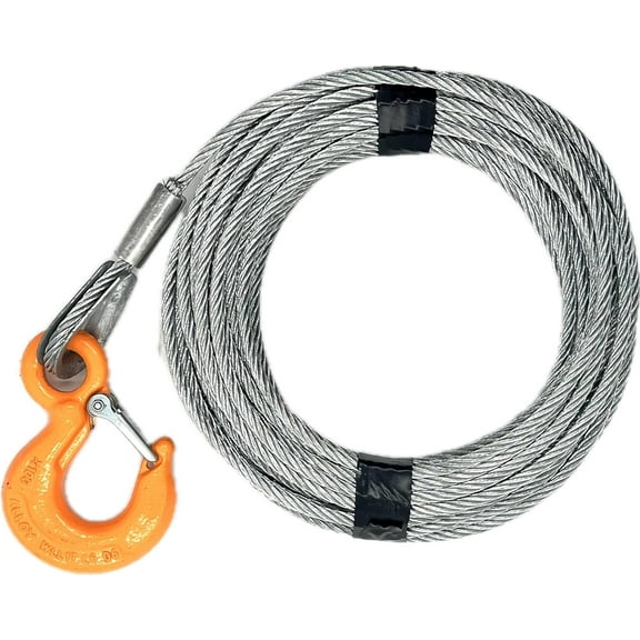 7/32" x 50 ft Galvanized Wire Rope Winch Cable with 1 Ton Eye Hoist Hook