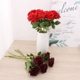 thumbnail image 5 of 10pcs Artificial Rose Fake Faux Silk Flowers Artificial Roses with Long Stems for Wedding Arrangement, Bridal Bouquet, Centerpiece, Home Decoration (Red), 5 of 5