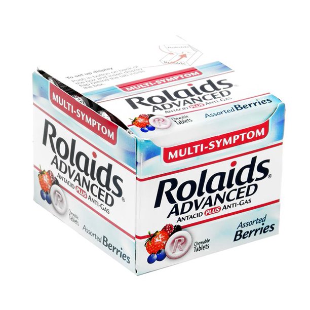 MULTI SYMPTOM ROLAIDS ADVANCED ANTACID PLUS ANTIGAS 10 ct ( 12 Pack