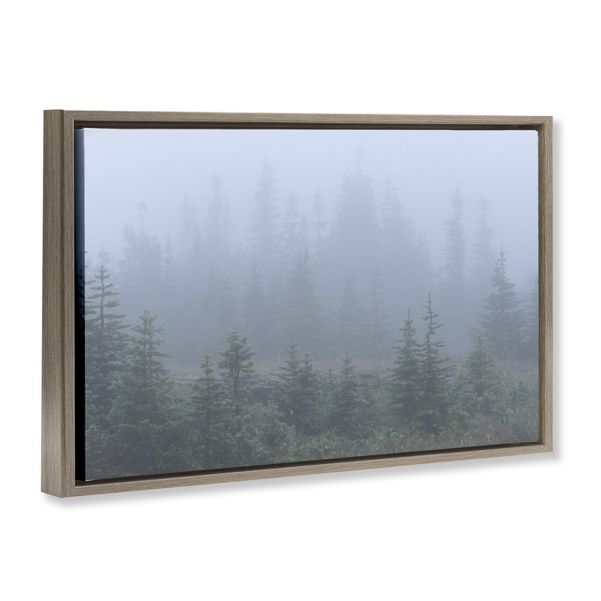 Stupell Industries Foggy Forest Trees Landscape Photography Brown Floater Framed Art Print Wall Art, 31 x 21