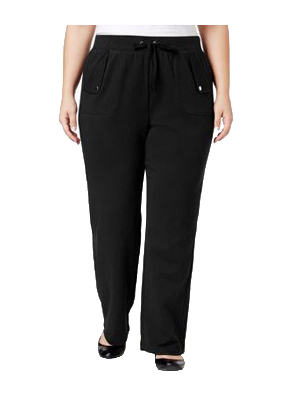 Karen Scott Women's Plus Pull-On Active Lounge Pants 3x Deep Black ...