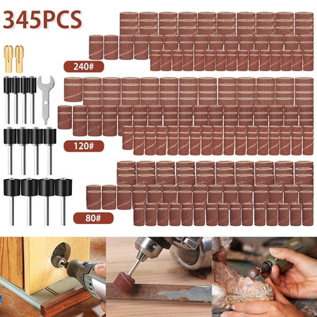 

Willstar 345PCS Rotate Sanding Drum Kits 1/2 3/8 1/4 80# 120# 240# Sandpaper Set With Sanding Mandrel Rotation Tool Suitable for All Rotary Tools