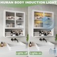 thumbnail image 4 of Metal Medicine Cabinet, Bathroom Wall Cabinet with Glass Doors, Wall Mounted Storage Cabinets with 2 LED Lights, Wall Cabinets for Bathroom Storage, Kitchen, Laundry Room (White), 4 of 15