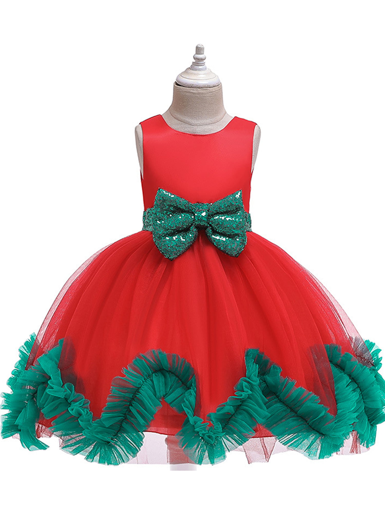 Red Christmas Flower Girl Wedding Pageant Prom Bridesmaid Party Dress Xmas 0-24m 