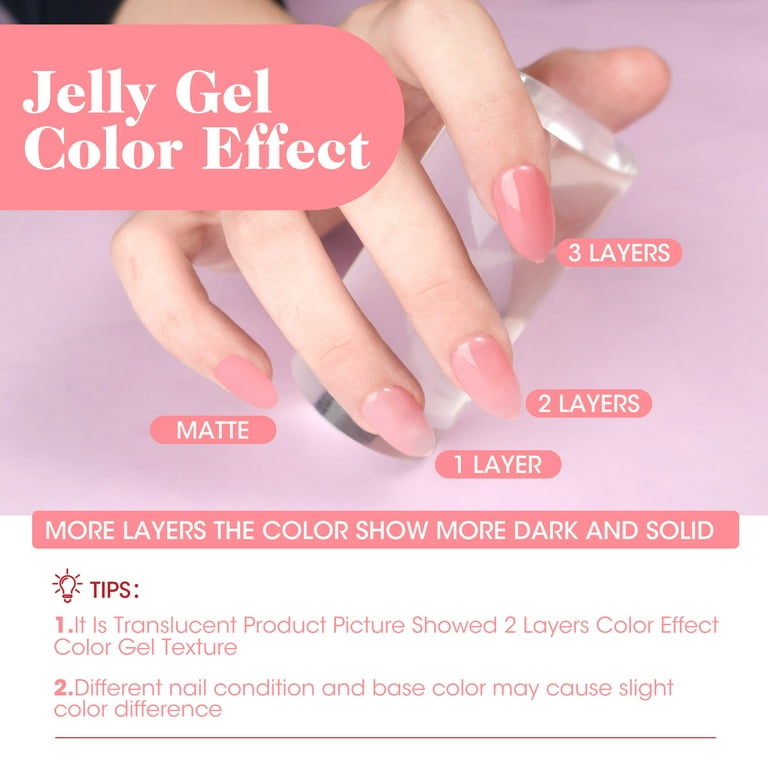 Perfect Summer Jelly Gel Nail Polish Set, 12 ml Each, Translucent Gel  Nails, Sheer Nude Pink Milky Colors, Soak off UV Nail Gel Set, Salon  Manicure