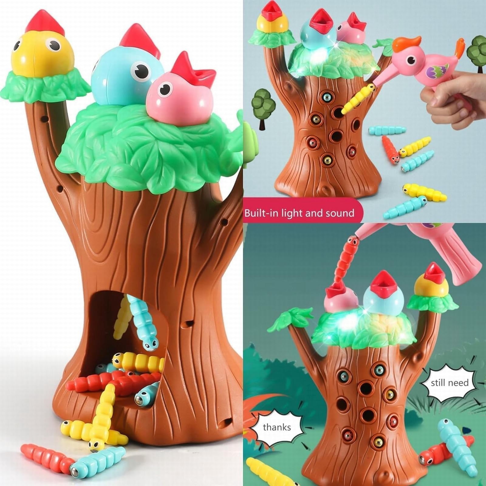 LYINGF Magnetic Bird Feeding Game Toys, Woodpeckers Catch Insects and Feed Toys, Woodpecker Worm, Feed The Bird Toddler Toy, Magic Bird Feeder Toy for Girl and Boy Gifts