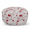 thumbnail image 1 of Vintage Valentine Pouf Cover with Zipper, I Love You in Several Languages with Paint Drops and Hearts, Soft Decorative Fabric Unstuffed Case, 30" W X 17.3" L, Vermilion Plum Off White, by Ambesonne, 1 of 5