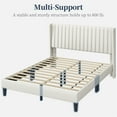thumbnail image 4 of Yaheetech Upholstered Platform Bed Frame with Channel Tufted Headboard, Queen, Ivory, 4 of 6