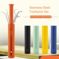 thumbnail image 1 of Neinkie 4Pcs/Set Dental Calculus Remover with Storage Tube Portable Simple Safe Effective Reduce Gingivitis Risk Lightweight Stainless Steel Toothpick Set for Home, 1 of 9
