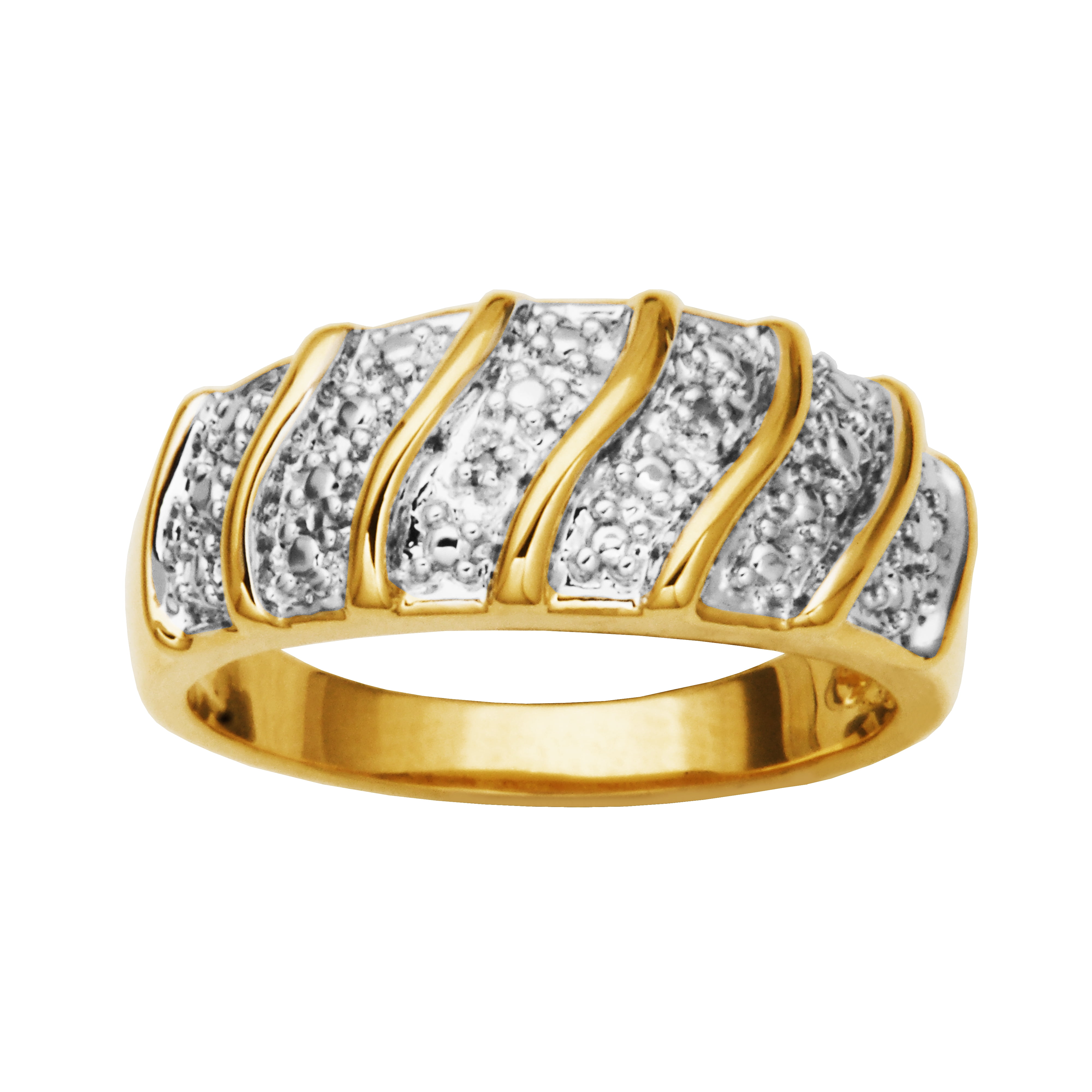 Forever Facets Diamond Accent 3-Piece Fashion Ring Set in 18k Yellow Gold over Bronze, Adult Female