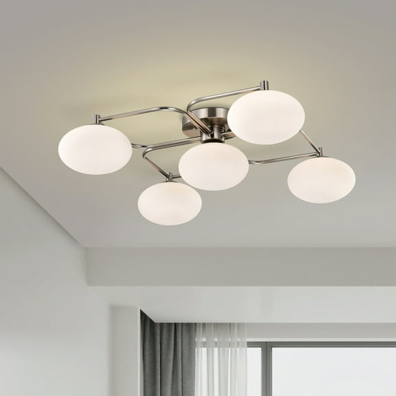 Camris 23.6 in. 5-Light Indoor Nickel Finish Chandelier