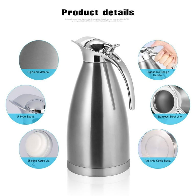 2L S/S STEEL VACUUM KETTLE INSULATED DISPENSER FLASK HOT COLD TEA COFFEE  AIR POT