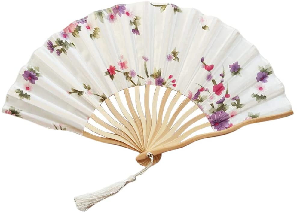 Set of 12 Large Chinese Japanese Nylon Lace Floral Folding Hand Fans US Seller 