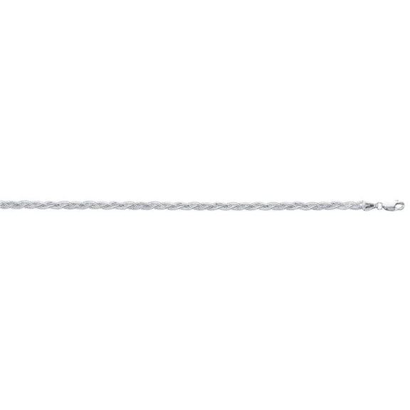 Royal Chain WBRFOX-10 10 in. 14K White Gold Diamond Cut Textured Braided Fox Chain with Lobster Clasp