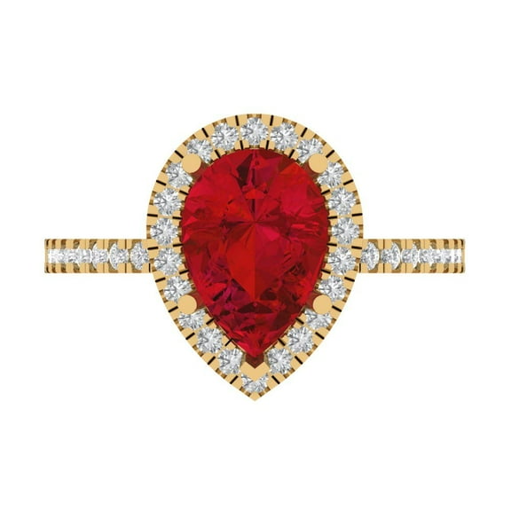 Clara Pucci 14K Yellow Gold 2.38ct Tourmaline Halo Ring for Women