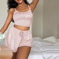 thumbnail image 2 of B91xZ Women's Plus Size Satin Pajama Set Two-piece Sleepwear Button-Down Pajama Set,Pink M, 2 of 5