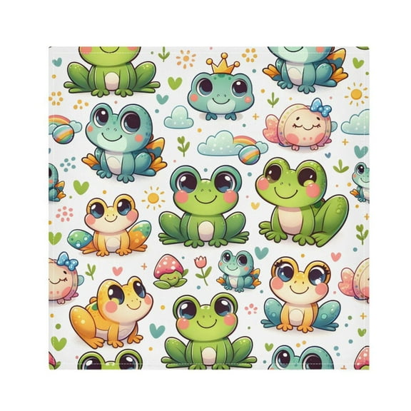JSTEL Cartoon Frog Cute Animal Cloth Napkins Set of 1, 20x20 Inch Washable and Reusable Napkin for Decoupage Dinner Party Everyday Use
