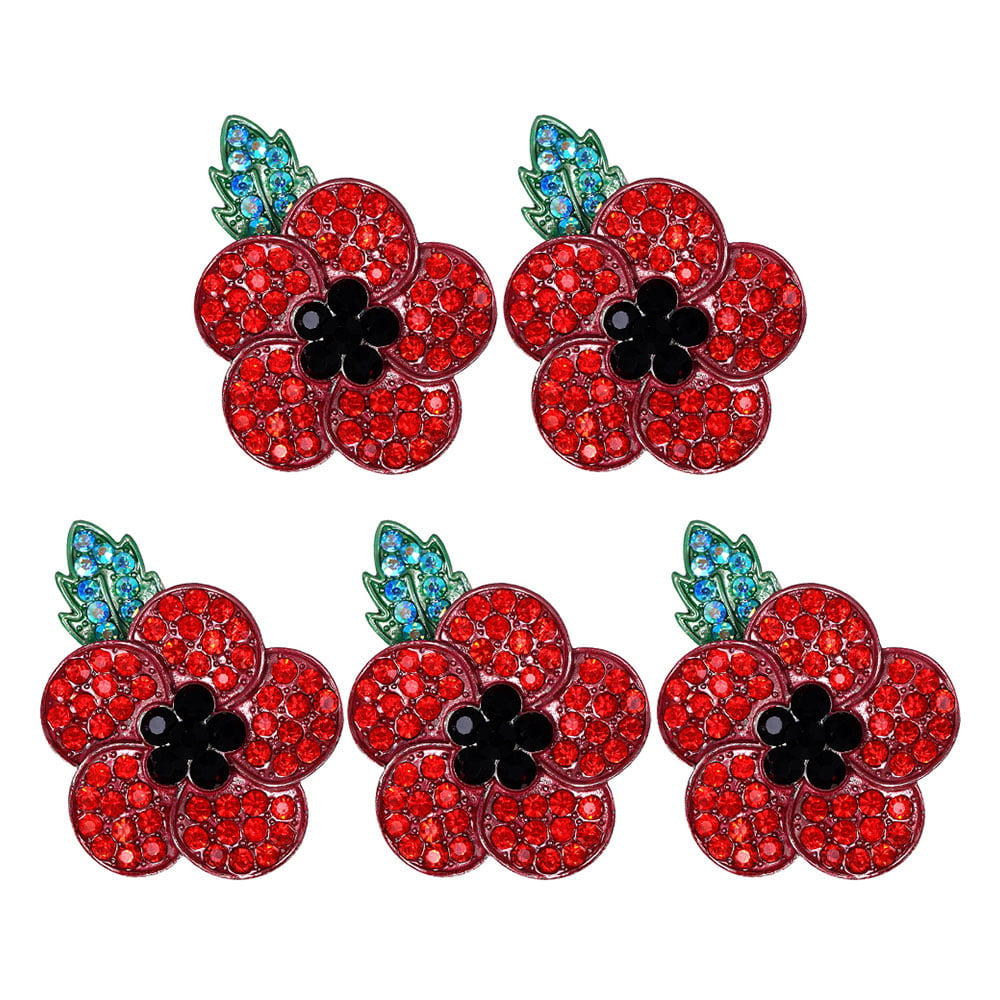 GUO Red Metal Poppy flower Pins Brooch Handmade craft enamel flower Lest We Forget for Women Men Veterans Day Memorial Day Remembrance Day Gifts Clothing Accessories lapel pin