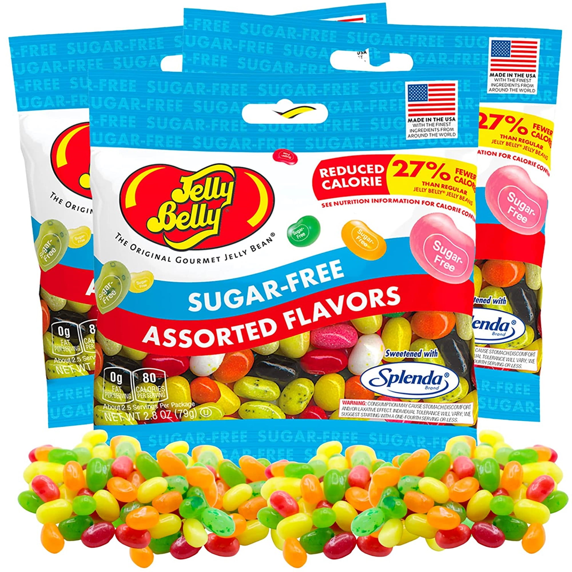 Sugar Free Jelly Beans, Chewy and Fruity Candy, Pack of 3, 2.8 Ounces