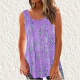 thumbnail image 2 of Summer Savings Clearance! Ecqkame Tank Tops for Women 2024 Fashion Solid Color Round-Neck Loose Casual Sleeveless Pullover Tops for Women Purple L, 2 of 5