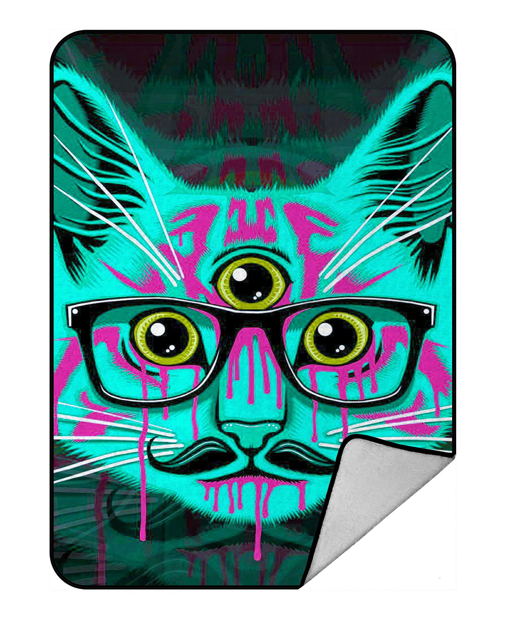 ZKGK Animals Kitten Cat Blanket Crystal Velvet Front and Lambswool